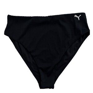 Puma Black High Waisted Ribbed Bikini Bottom Women's Plus Size XXL Beach Resort